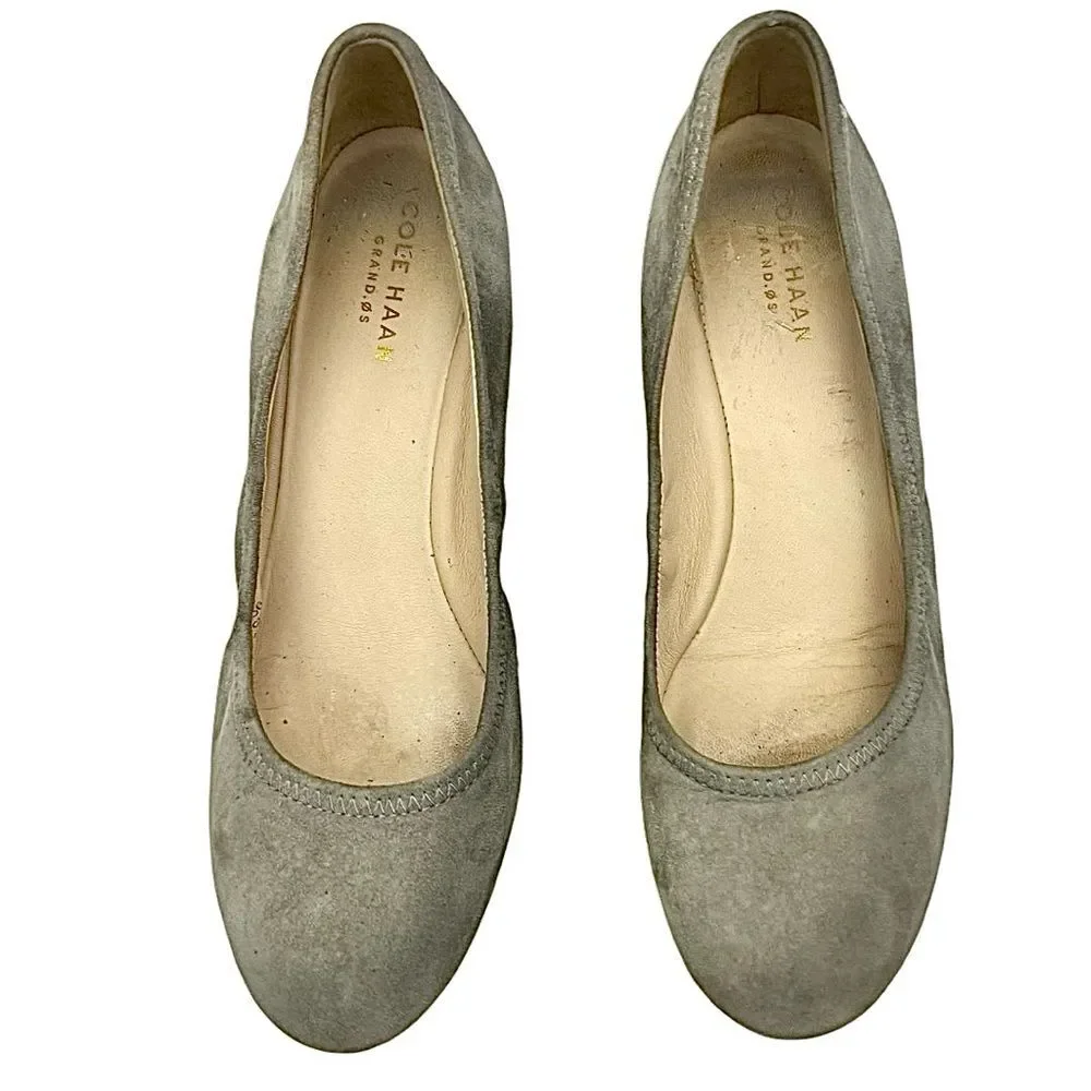 Cole Haan Grand OS Wedge Heels Women’s Size 6 B Gray Suede Slip Ons Pre-Owned